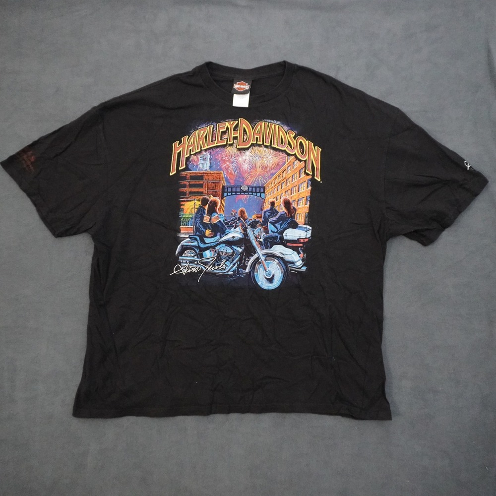 Harley Davidson Scott Jacobs Fireworks T-Shirt Mens 3XL Black Phoenix Oregon Tee